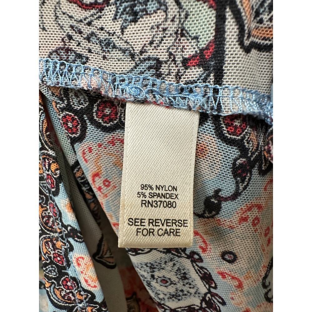 Size 18 W Plus Mesh Cato Boho Floral Colorful Unique Stretch Vacation Top Shirt - Picture 9 of 10